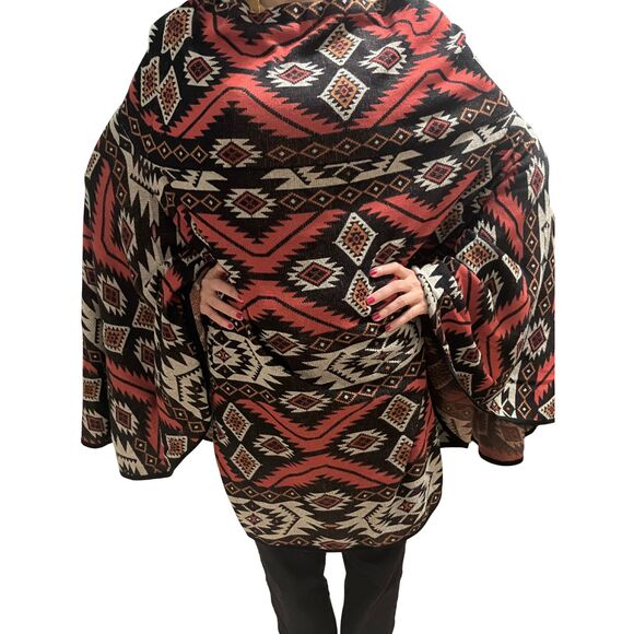 Peruvian Connection Pima Cotton Poncho Andean Geometric  Size XL - Picture 2 of 9